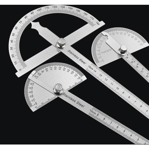 180 Degree Protractor Metal Angle Finder Goniometer Angle Ruler Stainless Steel Woodworking Tools Rotary Measuring Ruler 100/150