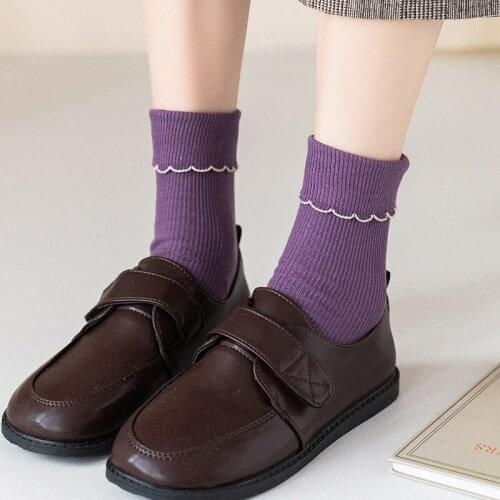 Japanese Candy Color Womens Long Socks With Ruffle Coast Lace Funny Accessories For Clothing Vintage Seamless Harajuku Lingerie