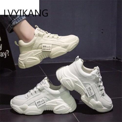 Women Sneakers 2019 Fashion Whiter Platform Sneakers Ladies Brand Chunky Causal Shoes Woman Leather Sports Shoes Size 35-40
