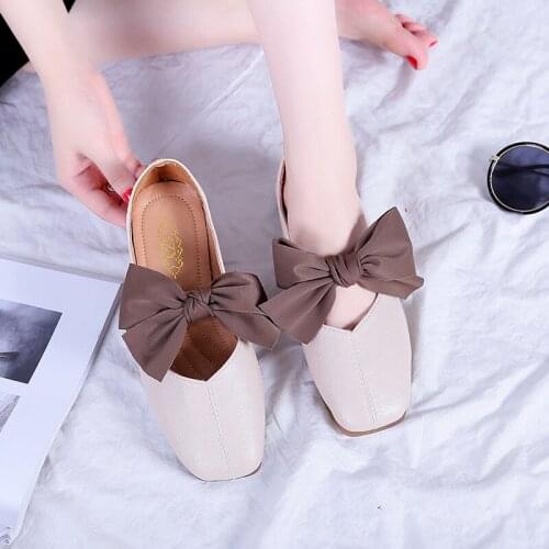 New Brand Shoes Woman Casual Bow Pointed Toe Flats Shoes for Women Flats Comfortable Shallow Slip on Women Single Shoes U19-22