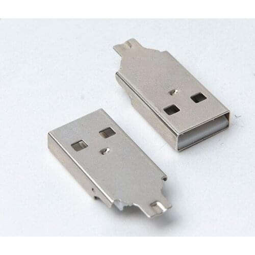 100PCS Gold Plating USB A Male Mid-length Body 27.0 with Tail Connectors Male Plug Socket