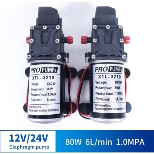 12V 24V 80W 6L / Min Miniature High Pressure Diaphragm Pump With Pressure Switch Type Multi-function DC Pump