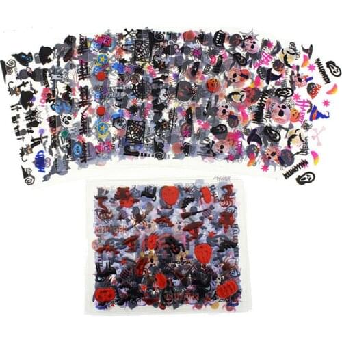 24pcs/Set Halloween Design Nail Art Stickers Adhesive Transfer 3D Skull Pumpkin Decals Nail Art DIY Decoration