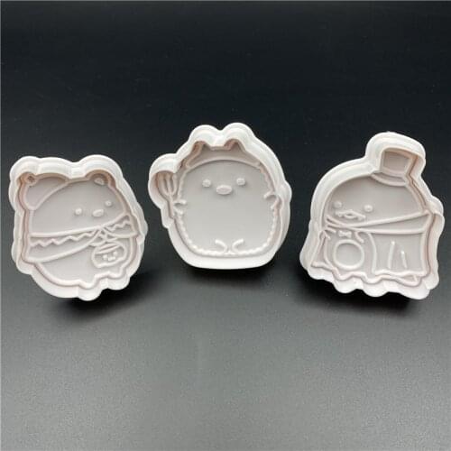 3Pcs/Set Halloween Plastic Biscuit Mold DIY Cake Decoration Tools Cookie Cutter Stamp Fondant Embosser Die