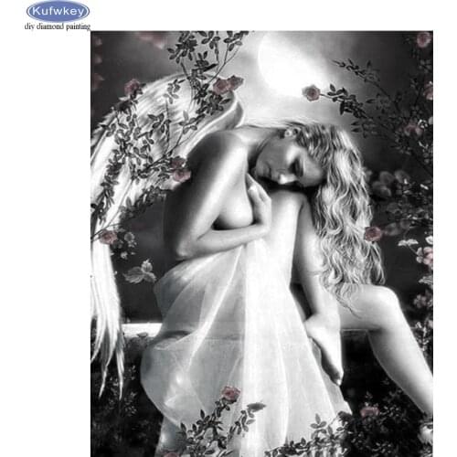 5D Diamond Painting Full Drill Square Girl Angel Cross Stitch Diamond Embroidery Mosaic Woman Flower Home Decor Diamond Art