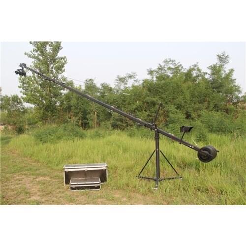 Jib crane 8m 2-axis Octagon pan tilt head portable camera crane dslr with dolly and monitor Factory supply