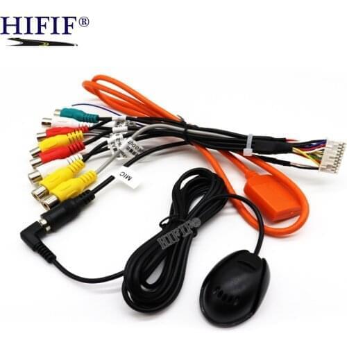 Car Radio RCA Output Wire Cable With Microphone Video Output/input Audio Subwoofer microphone optional