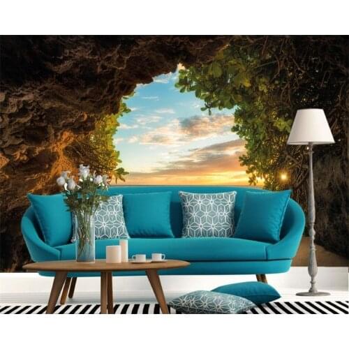 Beibehang custom Any size home decoration wallpaper picture modern luxury living room seaside cave photo 3d wallpaper murals