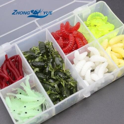 Free shipping 140pcs/lot Fishing Lures bread bug Earthworm shrimp insect Soft Bait Suit Set Tackle Soft Bait and Tackle Box