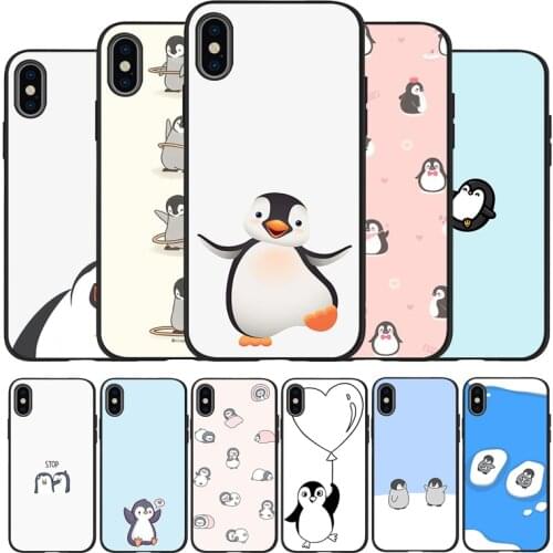 Cartoon Penguin black Phone Case For iPhone 11 XR XS Max 7 8 6 6S Plus 5 5S SE 2020 Back Cover For iPhone 11 Pro Shell