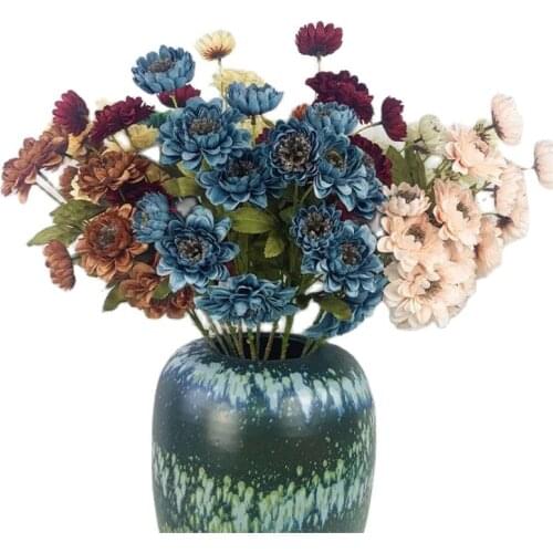 7Pcs Fake Long Stem Dahlia (7 Heads/Piece) 30" Length Simulation Autumn Peony for Wedding Home Decorative Artificial Flowers