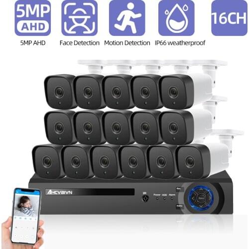 16 Channel 5MP 16CH CCTV AHD Security Camera Full Set Outdoor Waterproof Day Night Home Video CCTV System 16CH 8CH XMEYE Onvif