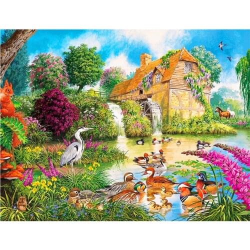 Lake Ducks Diy 5D Square Full Diamond Painting Cross Stitch Household Decoration Diamond Mosaic Embroidery