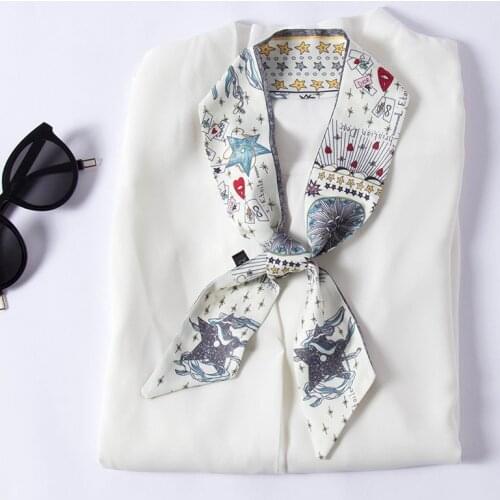 Small Scarf Spring Imitation Silk Ribbon Bag Multi-Purpose Womens Decorative Hair Band Double-Sided Printing Wrist Streamer