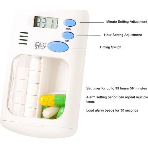 Medication Timer Mini Portable Pill Box Electronic Reminder Medical Box Storage Box LED Timing Reminder Small First Aid Kit