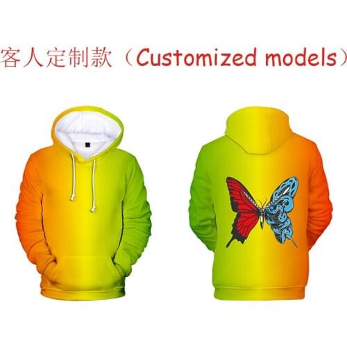 Trendy Men Women Hoodies Neon gradient color printed butterfly 3D Hoodies Sweatshirts Harajuku custom made butterfly Hoodie Tops