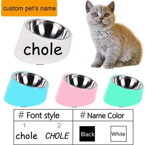 Personalized Name For Cat Dog Pet Supplies Pet Bowls Mess Free 15 Degree Slanted Bowl For Dogs And Cats 1.5 300ml/Cup Black