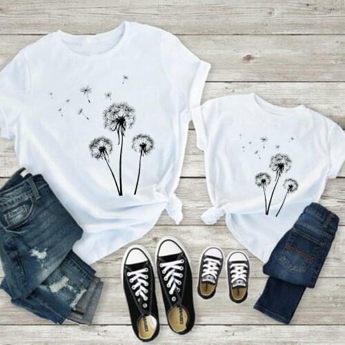 Baby Boy Clothes Tee shirt Mother Daughter Dresses Dandelion T-shirts Daddy and Me Clothes Tshirt Family Look Outfits Tshirt