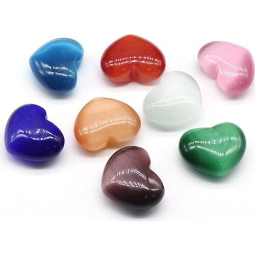 Opal love 30mm seven color stone love naked stone heart ornaments hand handle pieces DIY 'necklace accessories 1Pcs