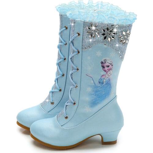 4-13 Years Old Girls Botas Frozen Elsa Boots Kids Princess Snow Boots Children Winter Boot