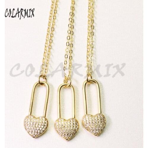 6Pcs Heart shape lock pendant necklace Heart pendant necklace Metal Heart pendant necklace gift for lady jewelry necklace