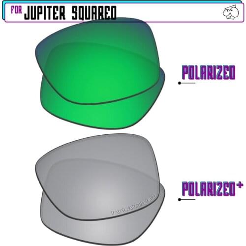EZReplace Polarized Replacement Lenses for - Oakley Jupiter Squared Sunglasses - SilverP Plus-Green P