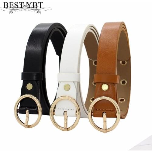 Best YBT Female Deduction Side Gold Buckle Jeans Wild Belts For Women Fashion Students Simple New Circle Pin Buckles Belt
