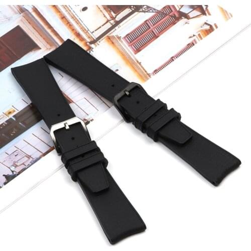 22mm Nature Soft Rubber Silicone Watchband Black Watch Band For IWC Strap For PILOT PORTUGIESER IW323101 With Pin Clasp