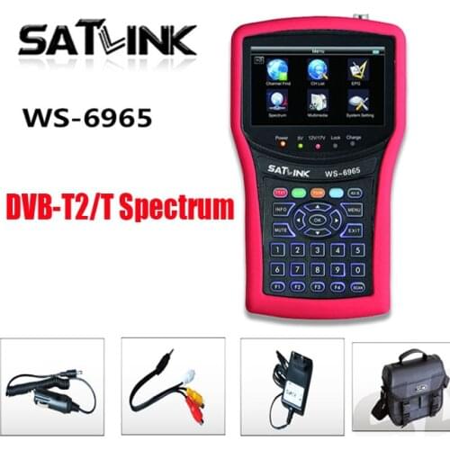 SATLINK WS-6965 DVB-T2 Terrestrial Signal Meter Finder MPEG-2 MPEG4 H.264 Sat find 4.3inch LCD spectrum analyer
