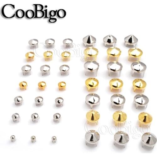 Mult Sizes Nickel Cone Rivet Spike Studs For Punk Rock Garment Bags Belts Shoes Leather Craft Apparel DIY Sewing Accessory
