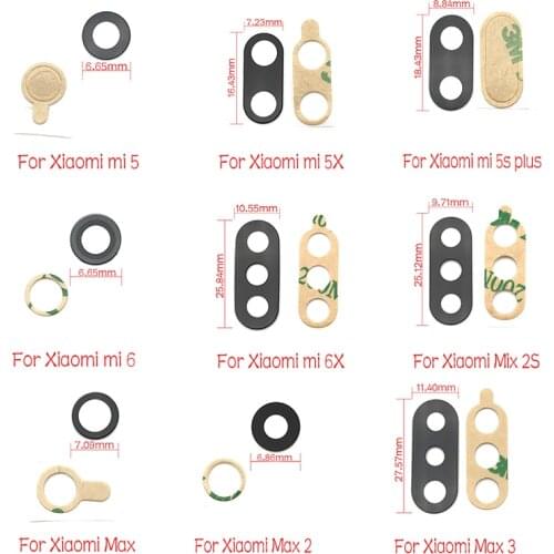 50pcs/lots For Xiaomi Mi 9 9T 8 lite Se A1 5X A2 6X 6 5 5S Plus Glass Camera Lens with Tape Replacement