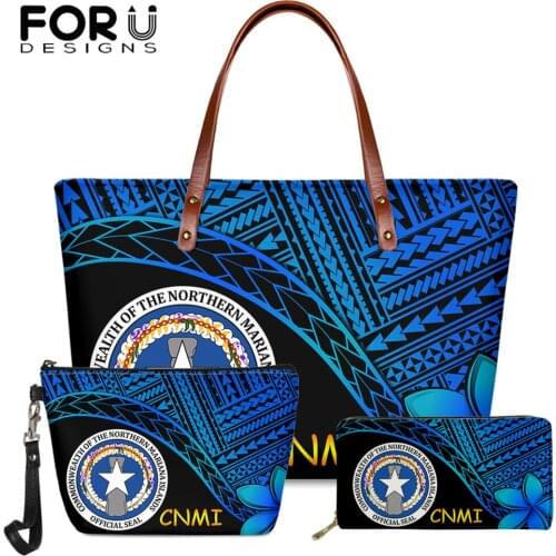 FORUDESIGNS Bags Women Fashion Handbags Purse 2Set Polynesian Cnmi Flag Design Large Capacity Clutch Totes Sac Top Handle Bolsas