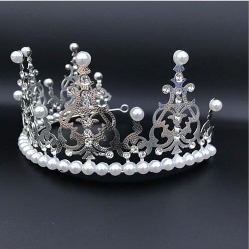 Cake topper banner for DIY Cupcake Wrapper Baking Cup party bar Table baby shower artificial pearls crown arch shaped big Wh