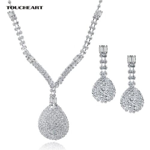 TOUCHEART Crystal Water Drop Bridal Jewelry Sets For Women Silver Necklace Earring Set Rhinestone Wedding Jewelry Sets SET150054