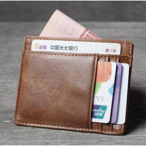 Genuine Leather Oxhide Clip Vintage Men Card Holder Multi-function Document Bag Crazy Horse Style Top Layer Leather Mens Clip