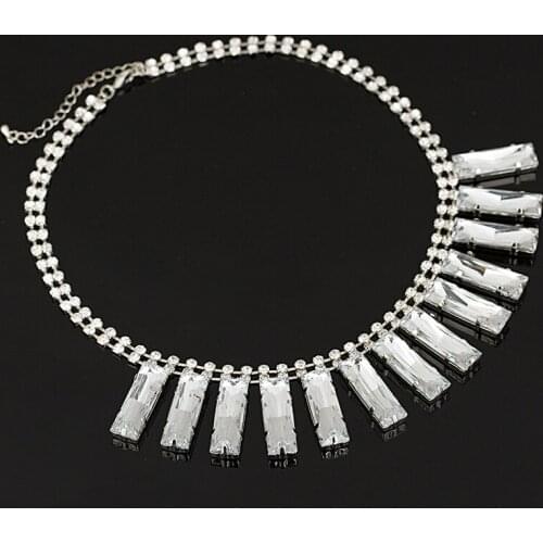 YFJEW New Fashion Necklace Chain Chunky Statement Necklace & Pendant Wholesale Jewelry transparent Crystal Choker Women #N043