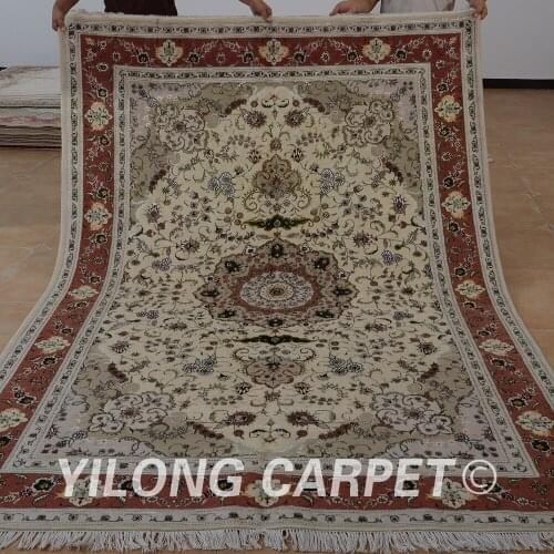 Yilong 6'x9' Oriental handmade wool silk persian carpet exquisite traditional persian wool rug (1455)