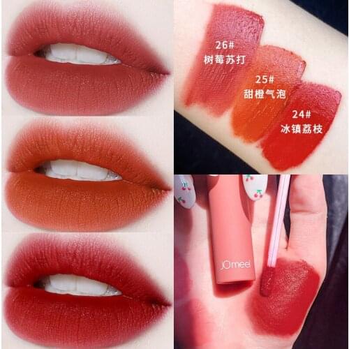 JOmeel mirror lip gloss wooden appearance sexy red orange cherry colors long lasting waterproof velvet matte lip tint AC238