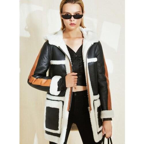Womens B3 Shearling Jacket Womens Long Hooded Jacket Womens Winter Warm Thicken Jacket