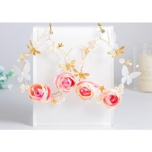 Mori Temperament Korean Personality Earrings Pink Sweet Earrings Wedding Dress Accessories