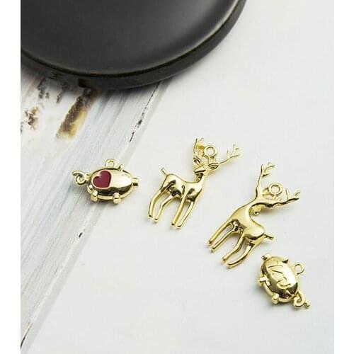 10pcs three-dimensional color protection pig deer pendant pig year bracelet earrings handmade materials jewelry accessories