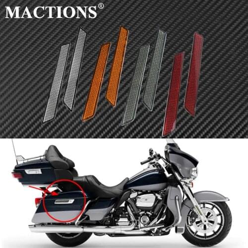 2PCS Motorcycle Saddlebag Guard Reflector ABS Latch Covers For Harley Touring Street Glide Road King 2014 2015 2016 2017 2018