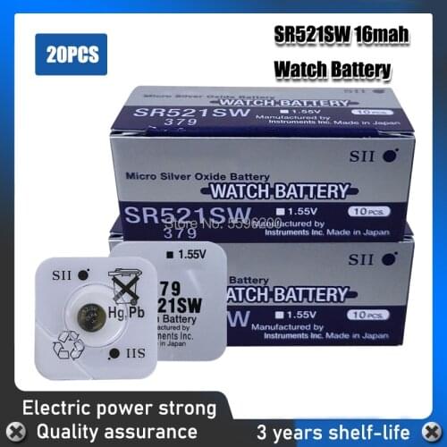 20PCS 100% Original FOR SEIZAIKEN 379 SR521SW AG0 D379 SR63 V379 1.55V Silver oxide Button Coin Cell Batteries MADE IN JAPAN