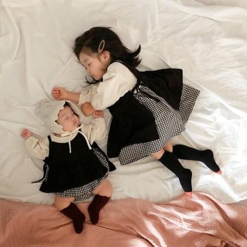 2021 kids dress little sisiter bodysuits big sister dress linen gilr skirt baby jumpsuit