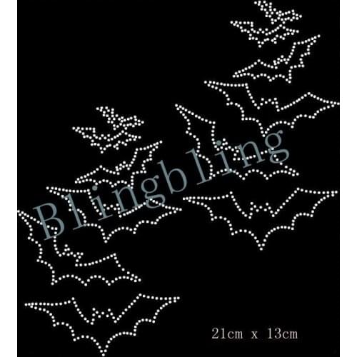 Free shipping Bats Iron On Rhinestone Transfer Crystal Hotflix t-shirt applique
