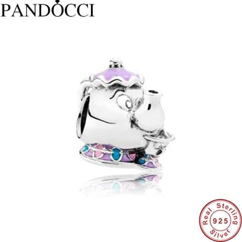 Beads Fits Original Bracelets 100% 925 Sterling Silver Jewelry Mrs. Potts & Chip, Mixed Enamel Original Charms