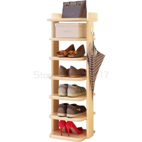 Household shoe rack multifunctional multi-layer shoe cabinet simple Mini cabinet imitation solid wood shelf