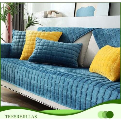 Living Room Sofa Cover Plush Couch Cover Nordic Sofa Cushion Non-slip Sofa Towel L-shaped Sofa Protective Case