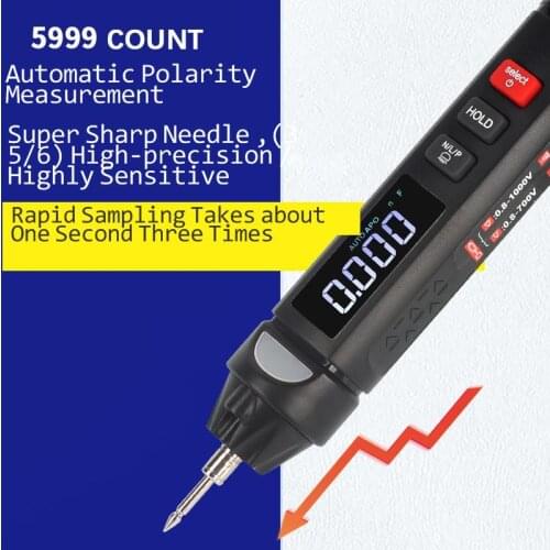 Mechanic DM5 Digital Multimeter Pen Type Meter 5999 Counts with Non Contact AC/DC Voltage Resistance Capacitance HZ Tester Tool