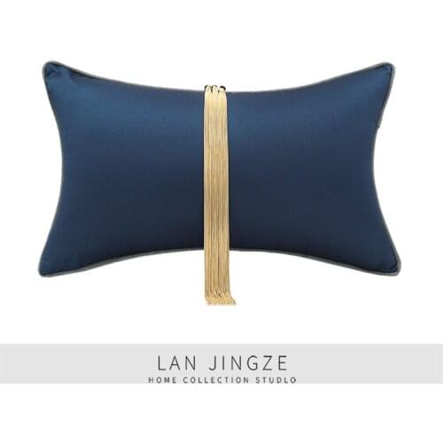 LAN JINGZE Metal Tassel Decorative Cushion Cover Sofa Plush Pillowcase Living Room Nordic Hug Throw Cushions Blue Waist Pillows